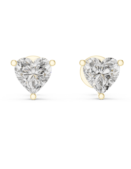 Heart Diamond Stud Earrings Gold Solitaire Prong Bridal Wedding Fine Jewelry