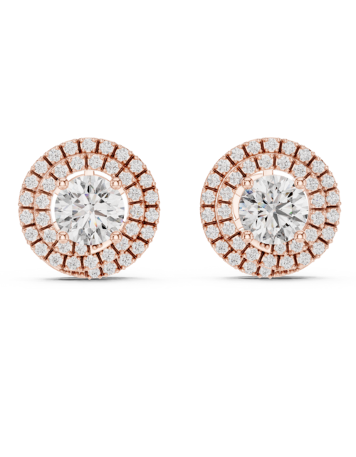 solitairre halo diamonds stud earring