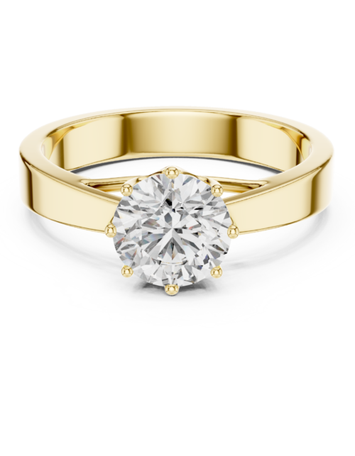 Round Solitaire Diamond Engagement Ring,Gold Promise Ring, Minimalist Bridal Ring