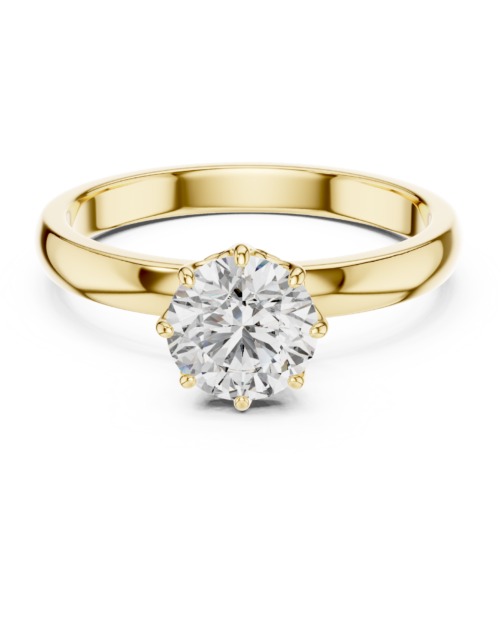 Round Solitaire Diamond Engagement Ring Rose Gold Promise Ring Minimalist Bridal Jewelry