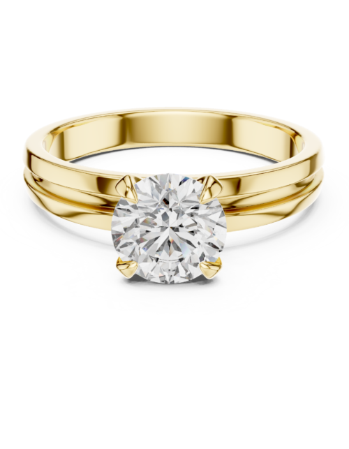 Round Solitaire Diamond Ring with Split Shank Band
