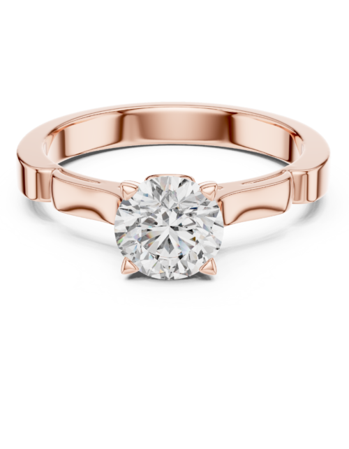Elegant Solitaire Diamond Engagement Ring, Textured Band Promise Ring for Women
