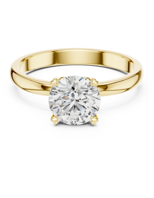 Classic heart Four-Prong Round Solitaire Diamond Engagement Ring, Gold Promise Ring for Women