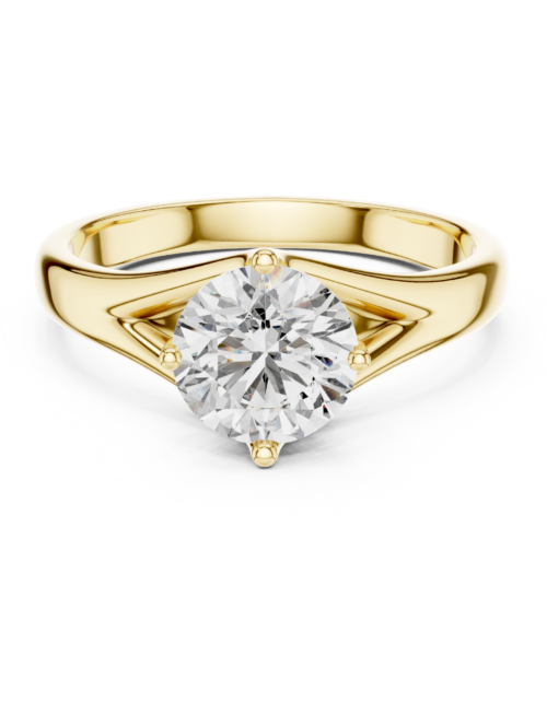 Gold Solitaire Diamond Engagement Ring, Tulip Setting Promise Ring for Women