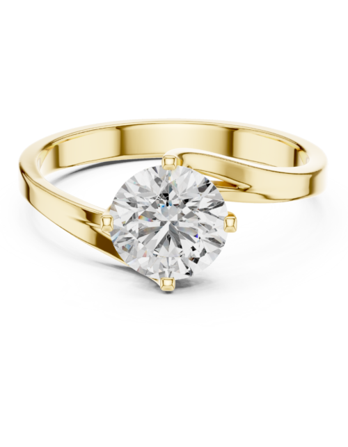 Classic Gold Solitaire Diamond Engagement Ring, Milgrain Band Bridal Promise Ring for Women