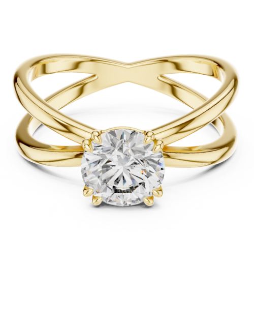 Twisted Split Shank Round Solitaire Diamond Engagement Ring