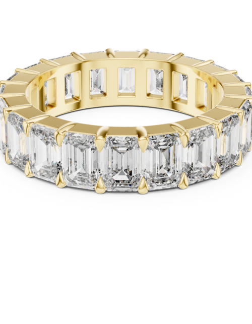 Emerald Cut Diamond Eternity Band Ring, Full Wedding Anniversary Stackable Gold Band