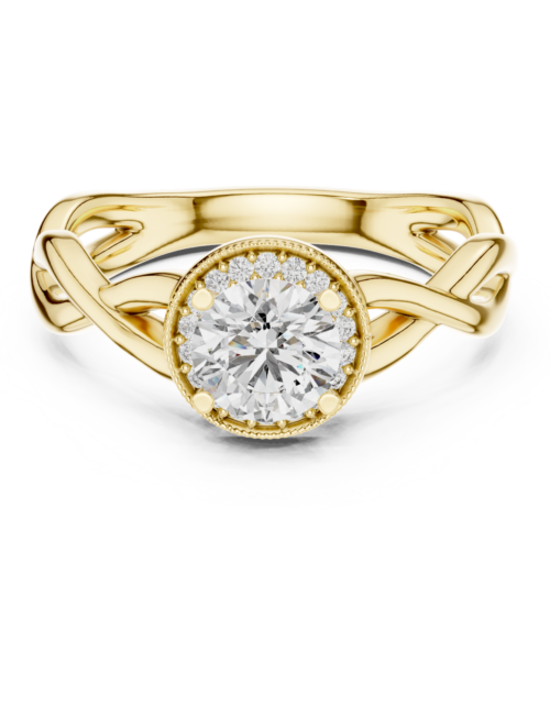 Round Cut Halo Lab Grown Diamond Twisted Infinity Engagement Ring | Infinity Promise Ring for Women