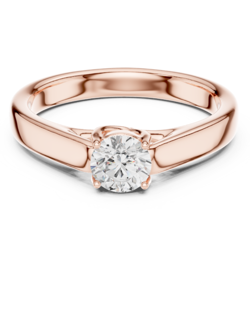 Gold Round Cut Diamond Cathedral Solitaire Engagement Ring