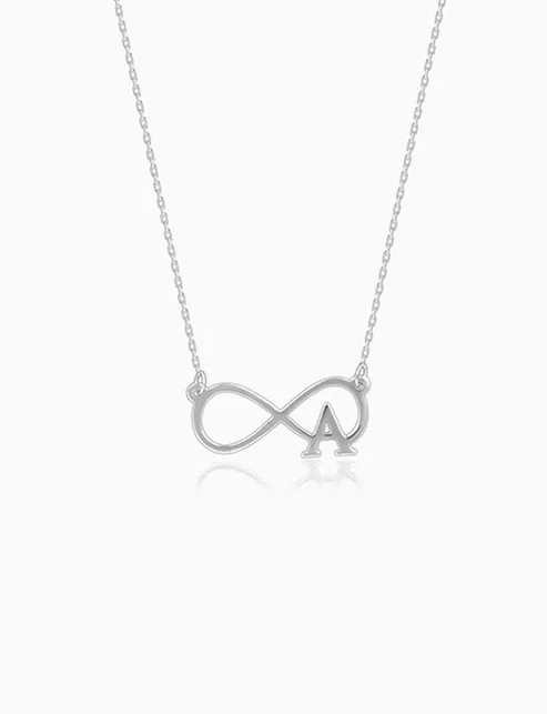 Personalized 925 Sterling Silver Initial Infinity Neckl